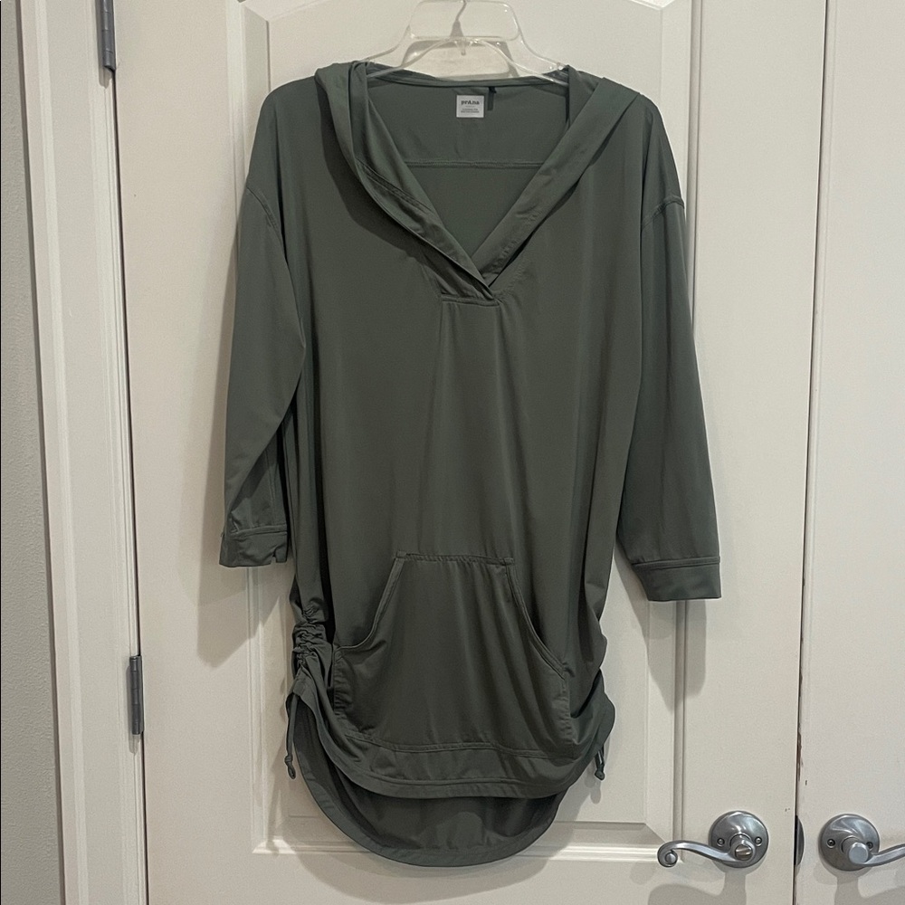 Prana Daily Tunic Hoodie Olive Green Top
